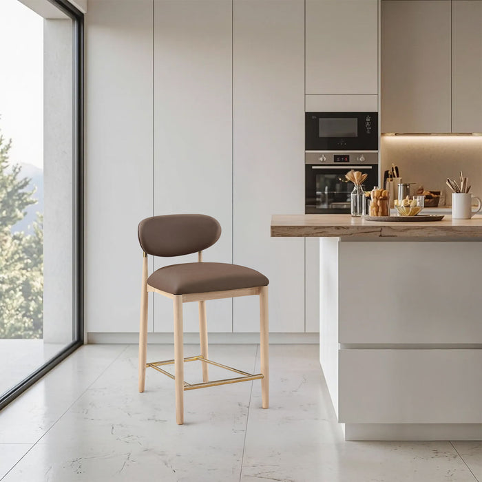 Riccio - Stool - Natural And Gold Frame