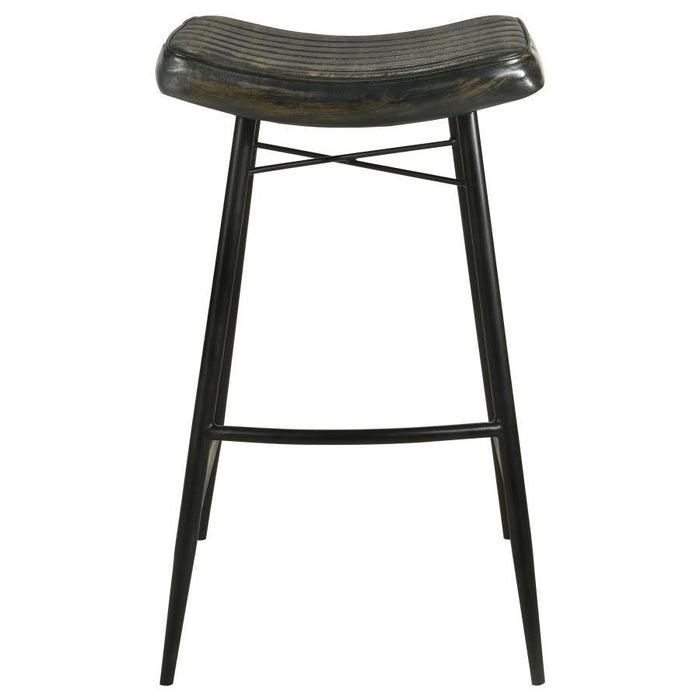 Bayu - Leather Upholstered Saddle Seat Backless Bar Stool (Set of 2)