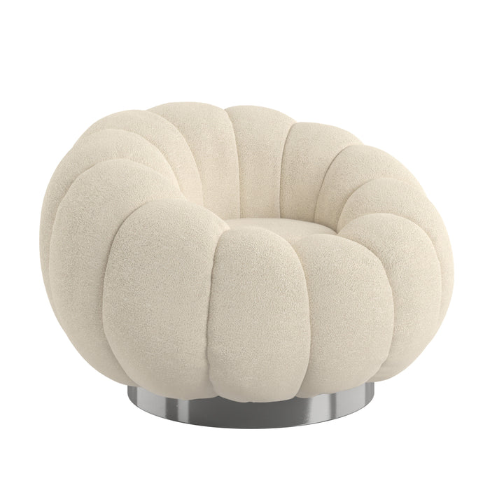 Lily - Pumpkin Swivel Accent Chair - Beige