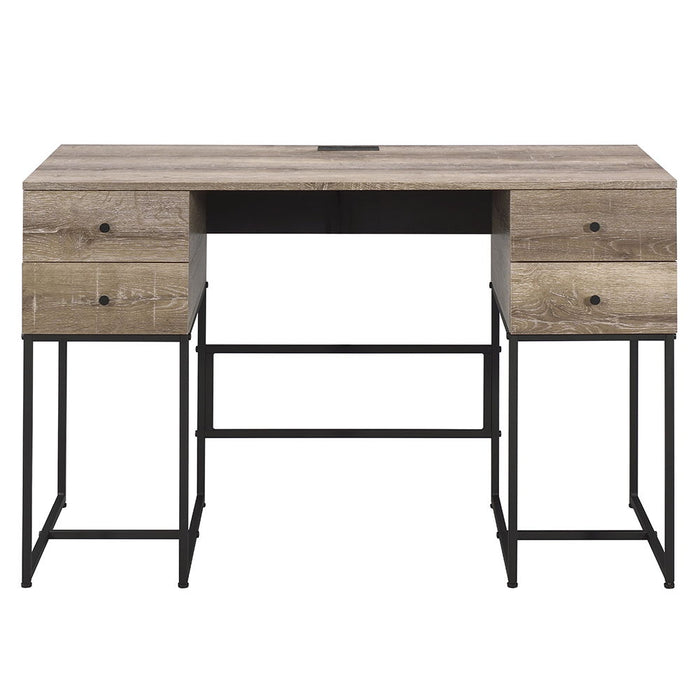 Desirre - Writing Desk With USB - Rustic Oak & Black
