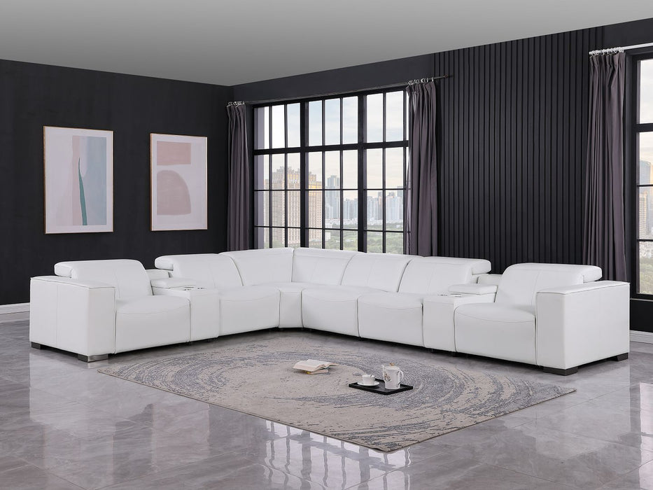 1208 - 8 Piece L Shaped Leather Sectional With 4 Power Recliners & Power Headrests