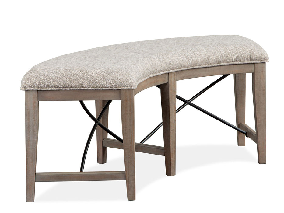 Paxton Place - Curved Bench With Upholstered Seat - Dovetail Gray