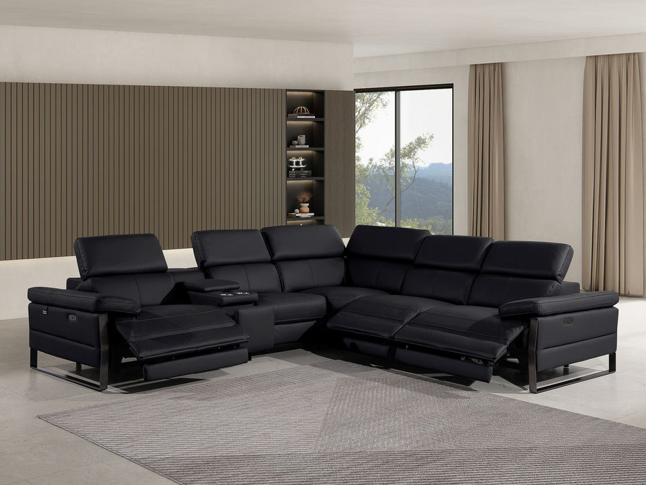 1246 - 6-Piece L-Shaped Modular Power Reclining Sectional With 3 Power Recliners And Power Headrests