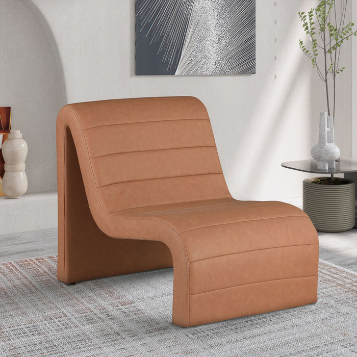 Ivy - Faux Leather Accent Chair - Cognac