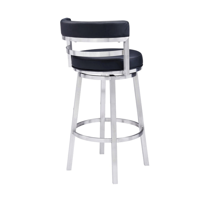 Titana - Swivel Faux Leather And Brushed Stainless Steel Bar Stool