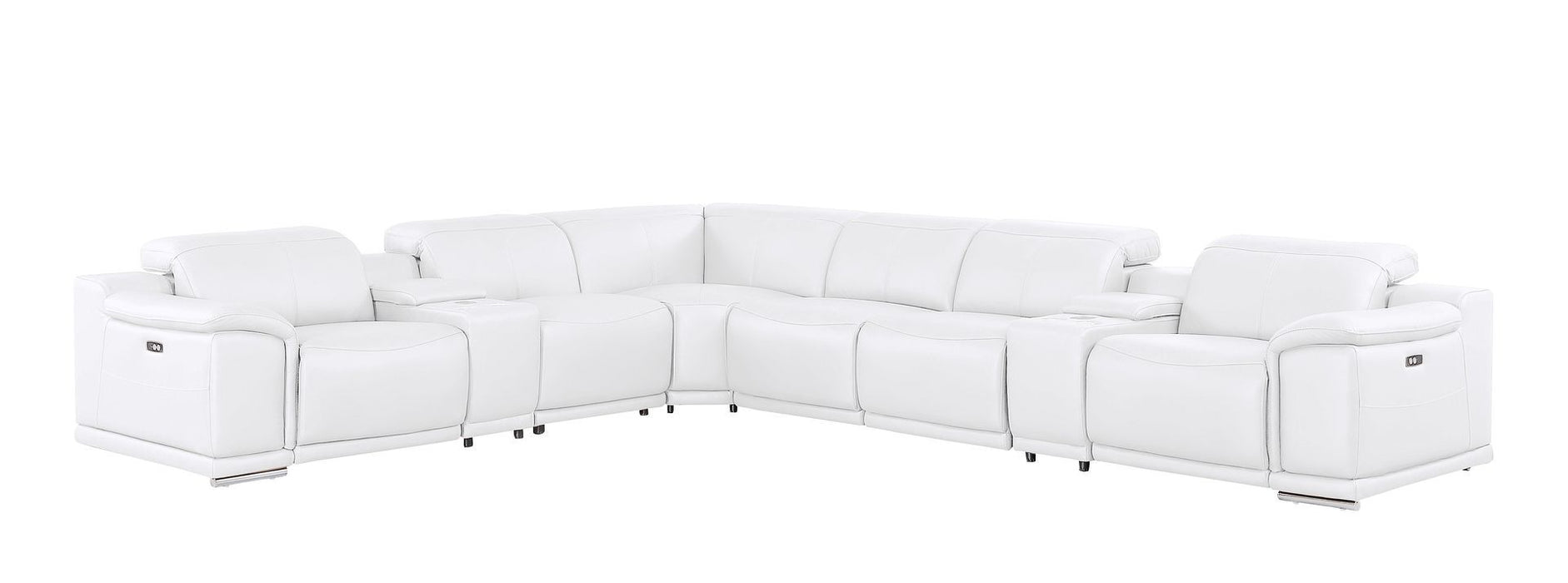 2679 - 8-Piece L-Shaped Power Reclining Sectional In Genuine Leather (3 Recliners)