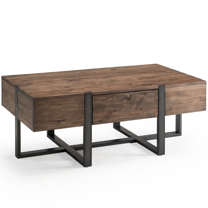 Prescott - Modern Reclaimed Wood Condo Rectangular Cocktail Table - Rustic Honey