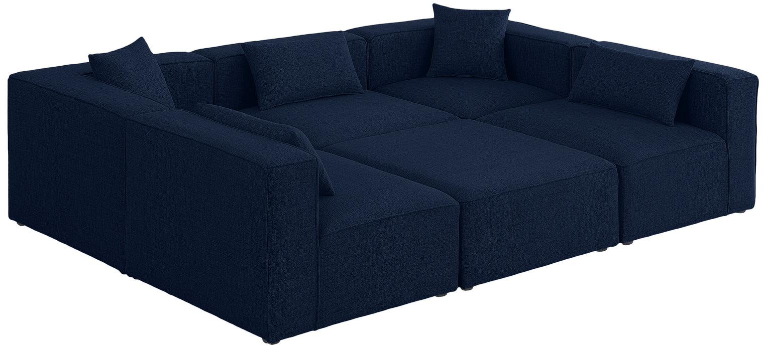 Cube - Modular Sectional 6 Piece - Navy - Fabric