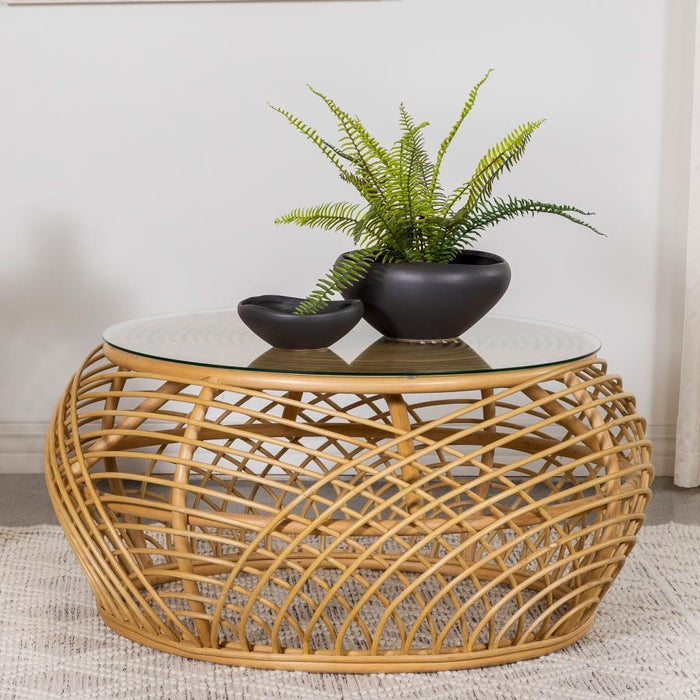 Dahlia - Round Woven Rattan Coffee Table - Natural