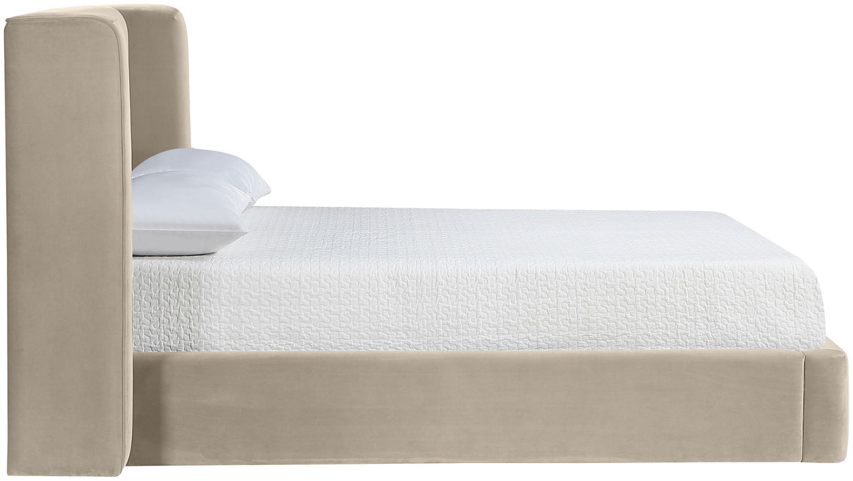 Kendall - Velvet Upholstered Bed - Cream