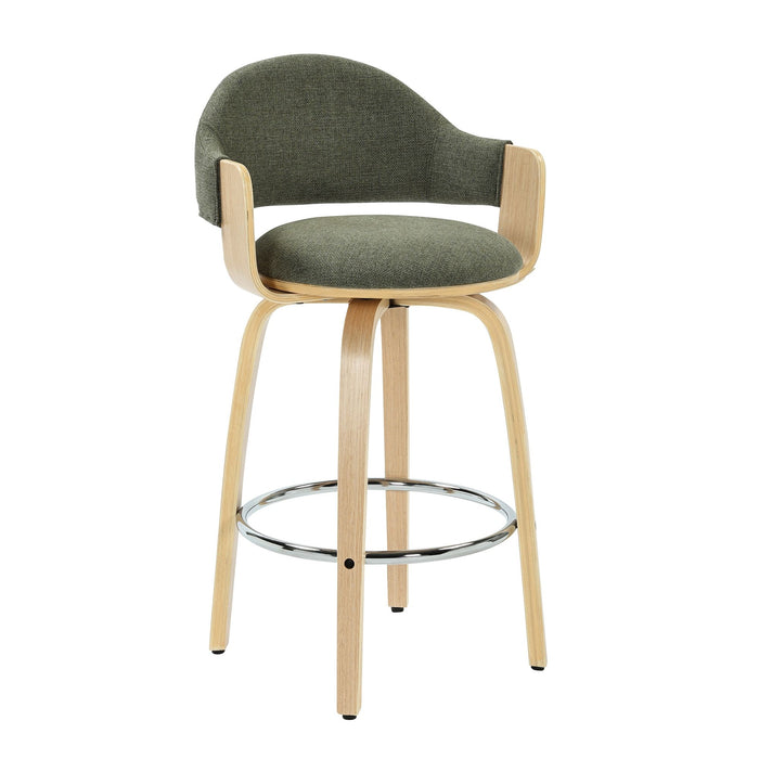 Daxton - Swivel Counter Height Round Back Wood Bar Stool With Faux Leather Seat