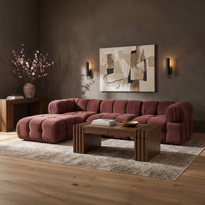 Orin - Velvet 4 Piece Modular Sectional With Chaise