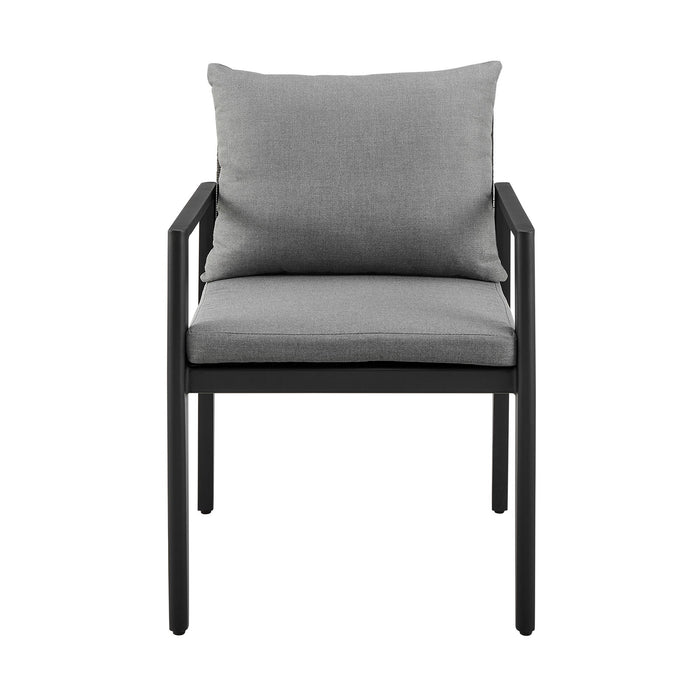 Cayman - Outdoor Patio Dining Chairs With Arms In Aluminum With Gray Cushions - (Set Of 2)
