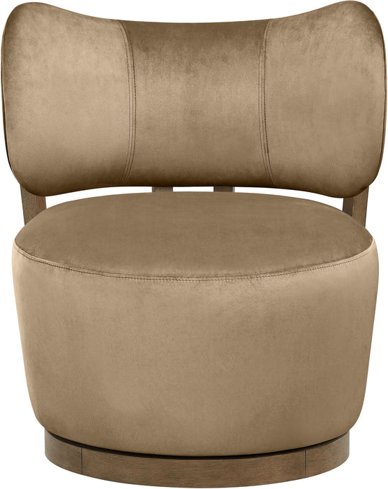 Elara - Velvet Upholstered Swivel Accent Chair - Stained Brown