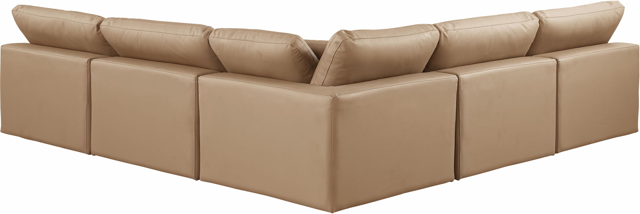 Comfy - 5 Piece Faux Leather Modular Corner Armless Sectional - Tan