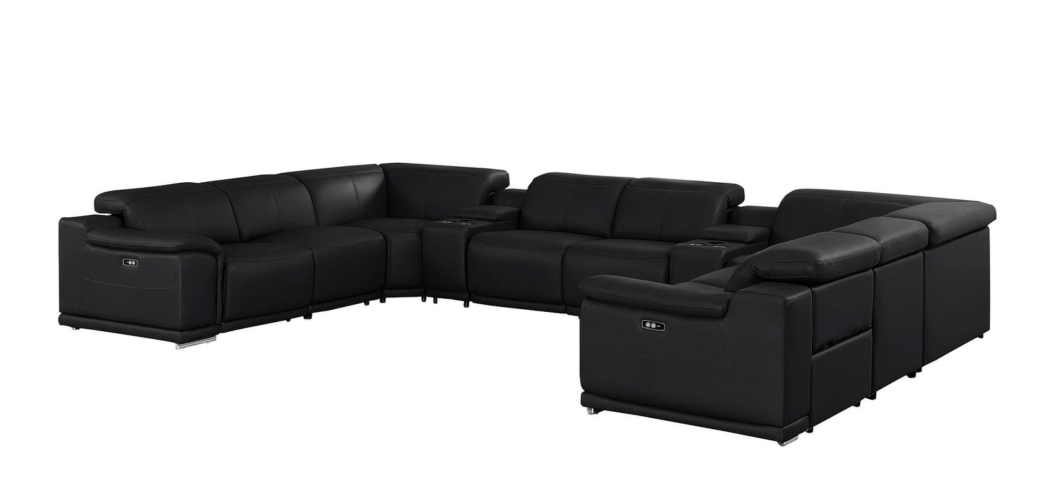 2679 - 10-Piece U-Shaped Power Reclining Sectional In Genuine Leather (4 Recliners) - Dark Gray
