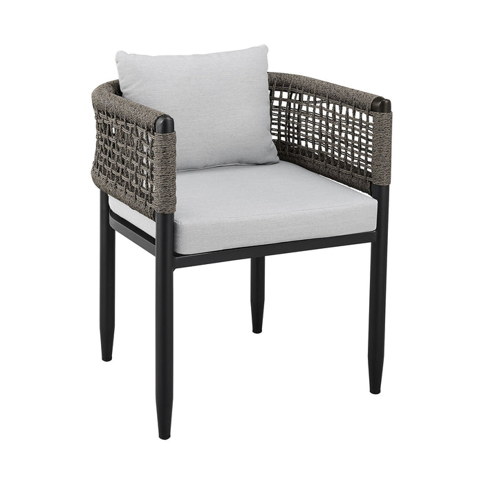 Alegria - Outdoor Patio Dining Chair In Aluminum With Gray Rope And Cushions - (Set Of 2)