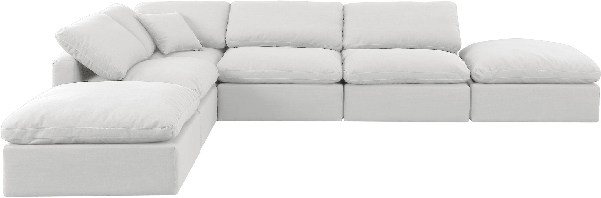 Indulge - Linen 6 Piece Modular Armless Sectional - White