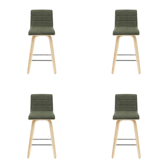 Vienna - 35.5" Swivel Counter Height Square Back Wood Bar Stool With Faux Leather Seat