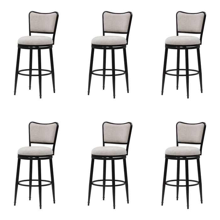 Baxter - Steel Frame Fabric Upholstered Swivel Bar Height Barstool