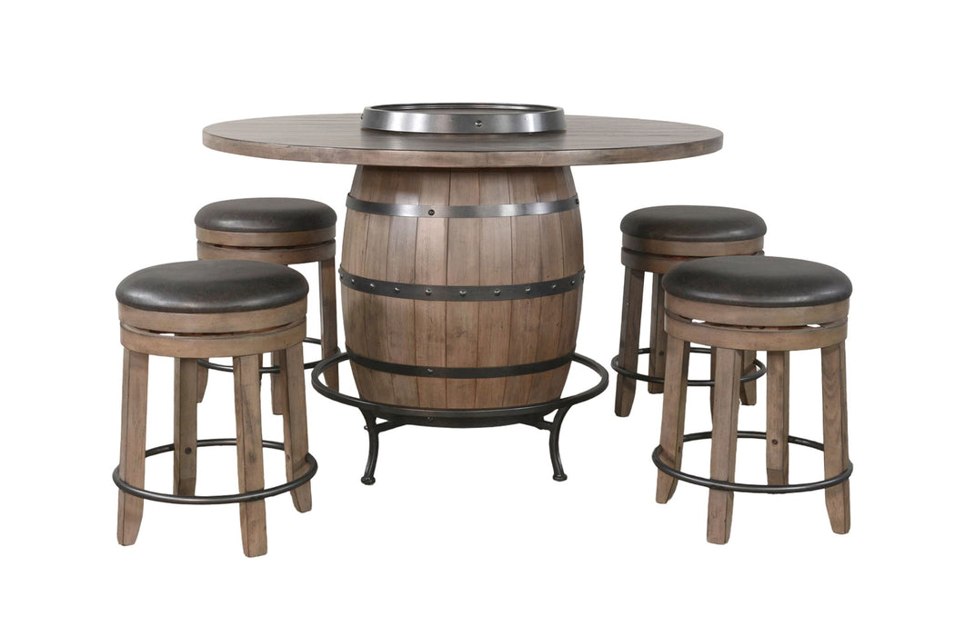 Round 5 Piece Pub Table With Wine Barrel Set