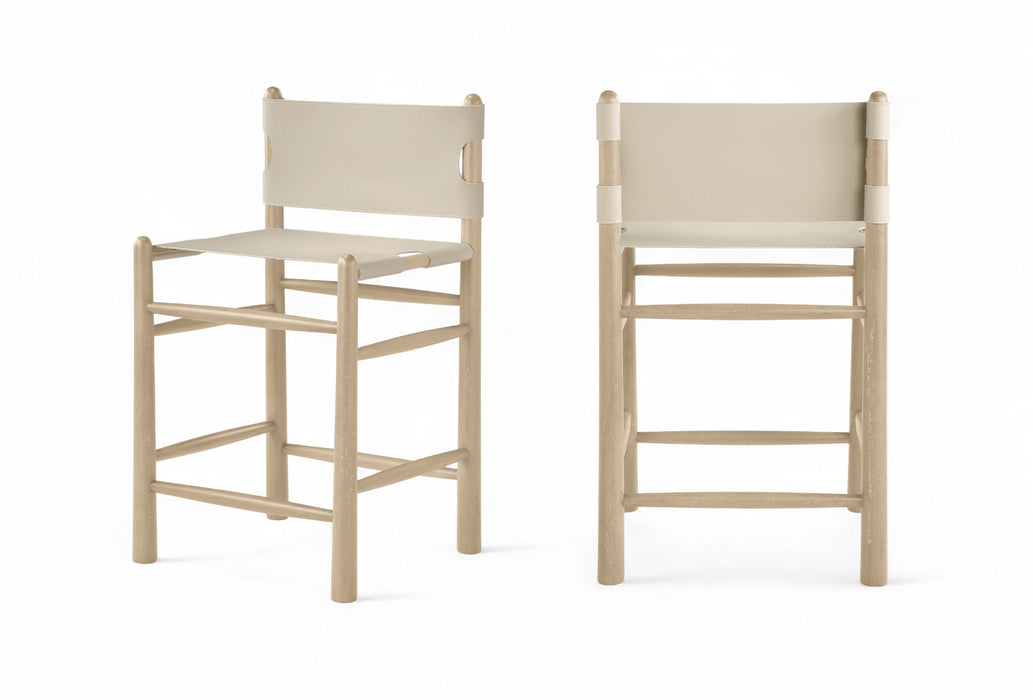 Santos - Upholstered Counter Stool With Stained Natural Base