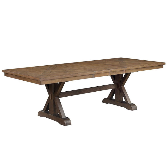 Pascaline - Dining Table - Gray Fabric, Rustic Brown & Oak