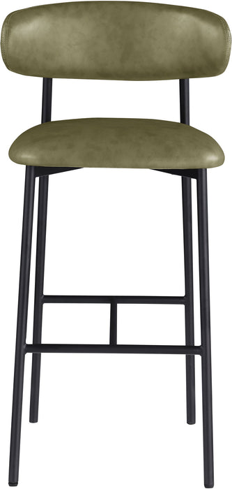 Lupita - Vegan Leather Upholstered Bar Stool With Matte Black Frame (Set of 2)