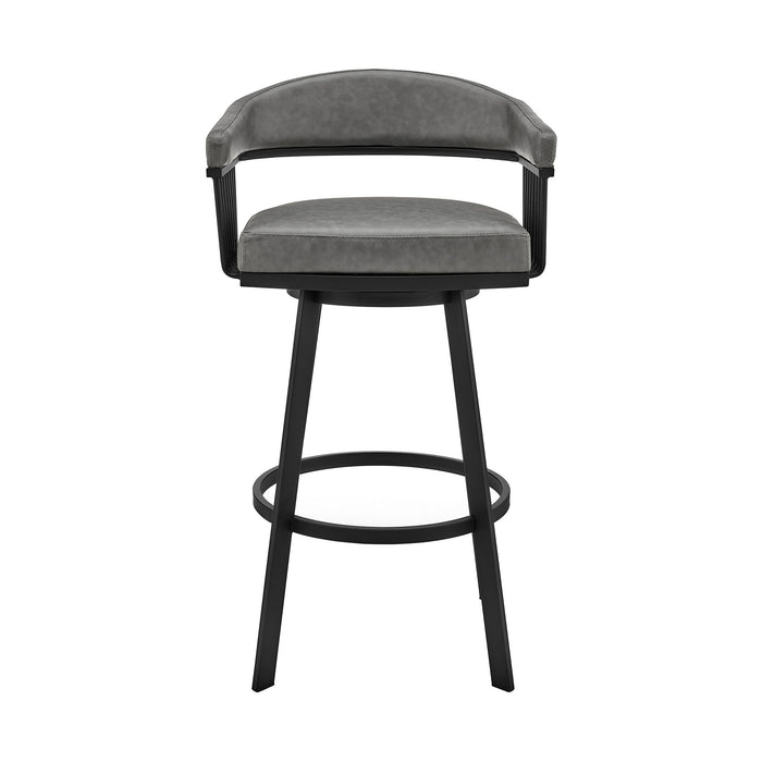 Chelsea - 25" Counter Height Swivel Bar Stool - Black Finish And Gray Faux Leather