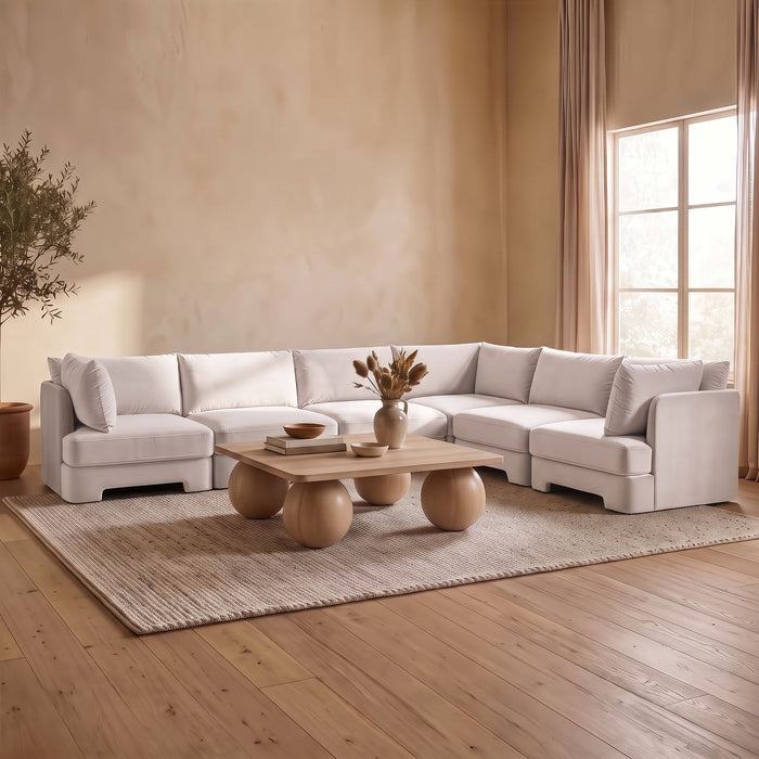 Hammond - Velvet Performance Fabric Upholstered 6 Piece Corner Sectional