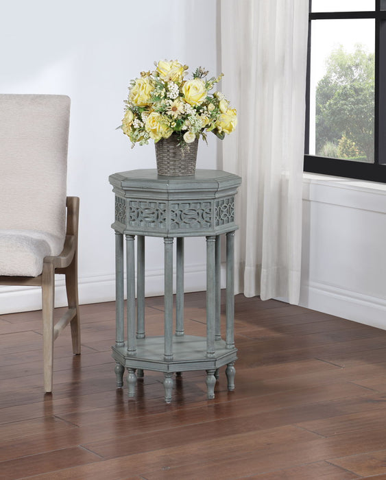 Idalia - Octagonal Accent Table - Blue / Gray