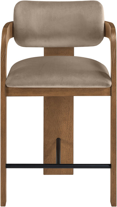Cedra - Velvet Performance Fabric Upholstered Counter Stool - Brown Frame