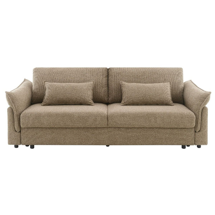 Turpin - Sofa With Sleeper, 2 Pillows & Storage - Brown Boucle