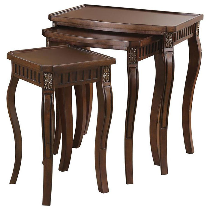 Daphne - 3 Piece Curved Leg Nesting Tables WArm - Brown