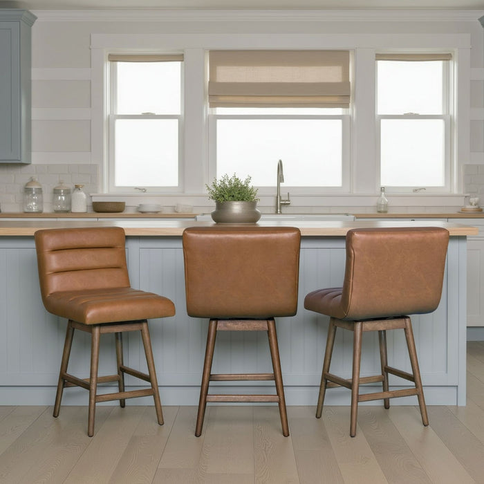 Elias - Swivel Rubberwood Barstool