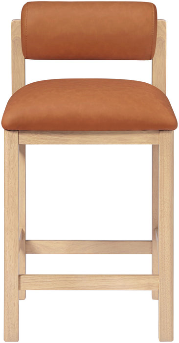 Roundhill - Faux Leather Counter Stool - Natural Frame