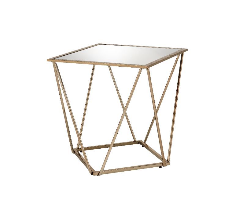 Fogya - End Table - Mirrored & Champagne Gold