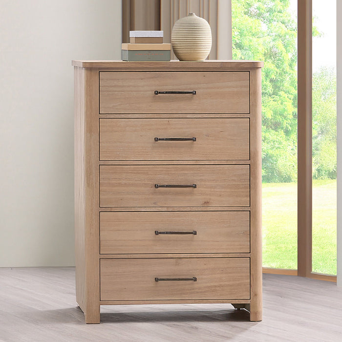 Anika - 5 Drawer Chest - Natural / Brown