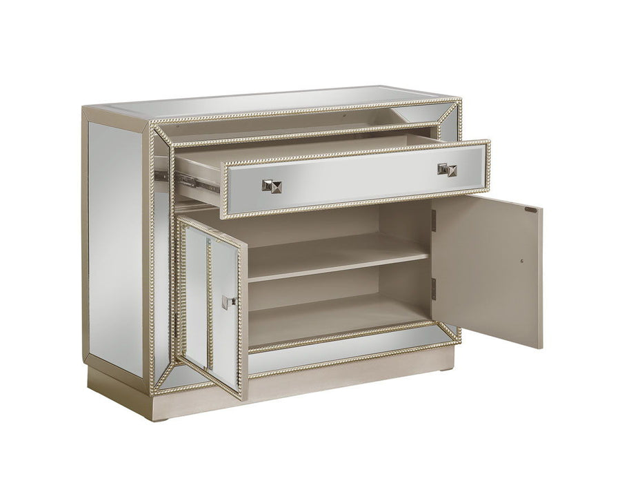 Sadie - One Drawer Two Door Cabinet - Estaline Champagne and Mirror