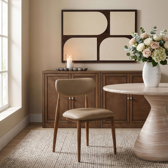 Ronda - Vegan Leather Upholstered Dining Side Chair - Walnut Legs
