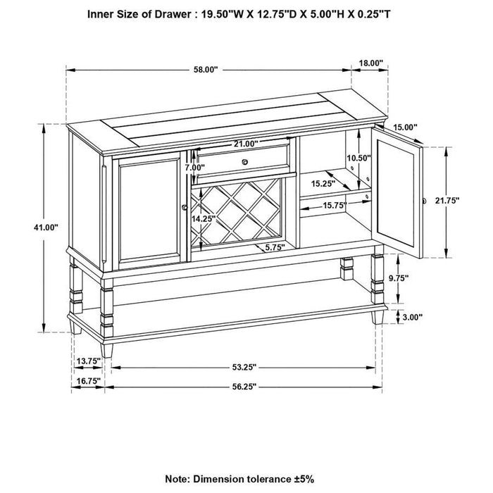 Parkins - Server With Lower Shelf - Rustic Espresso