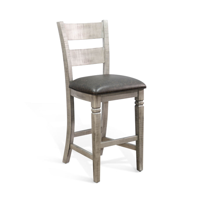 Alpine - Bar Ladderback Barstool, Cushion Seat (Set of 2) - Gray