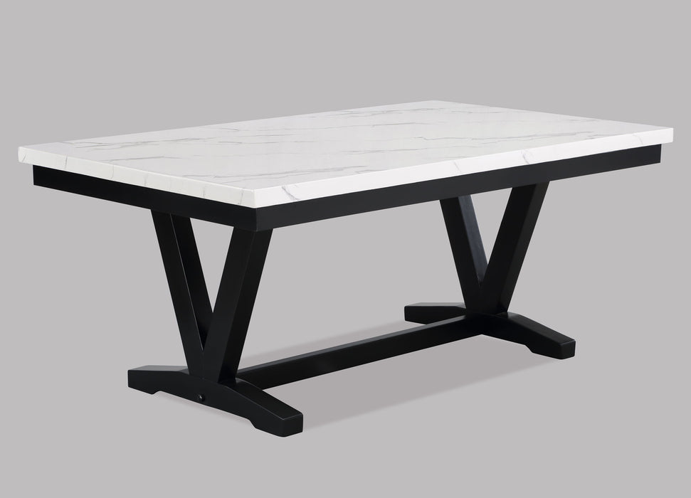 Tanner - Dining Table, Faux Carrara Marble - White / Black