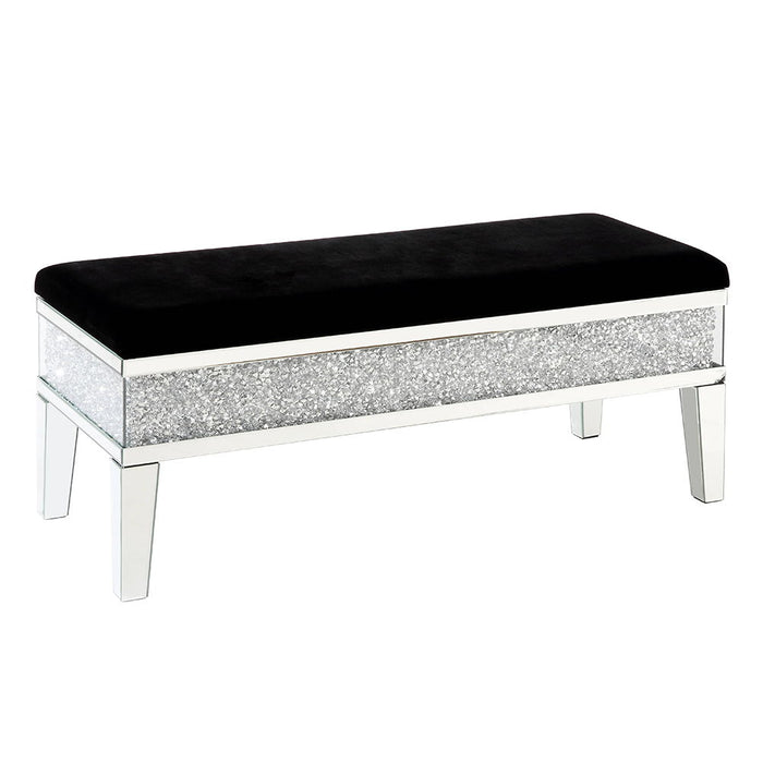 Noralie - 19" Bench With Storage - Mirrored & Faux Diamonds