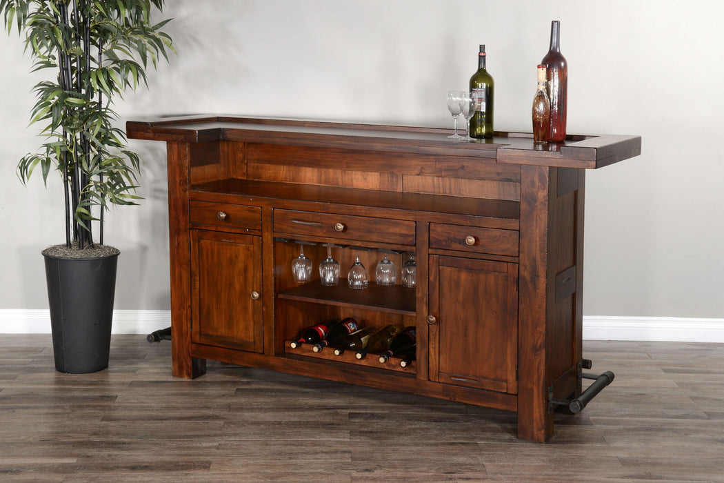 3 Piece Farmhouse Wood Home Bar Set - Vintage Mocha