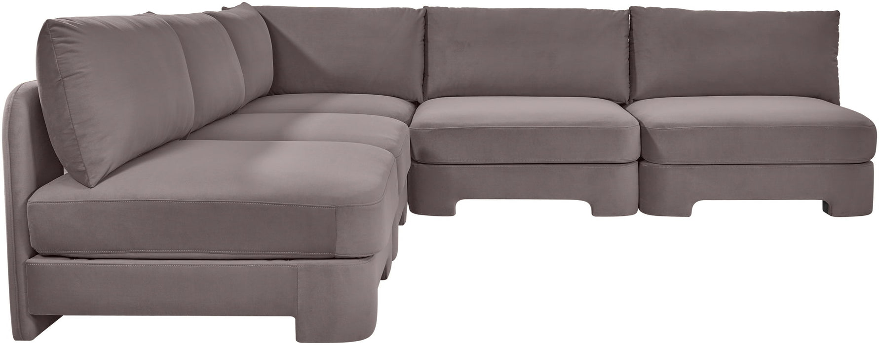 Hammond - Velvet Performance Fabric Upholstered 5 Piece Armless Sectional