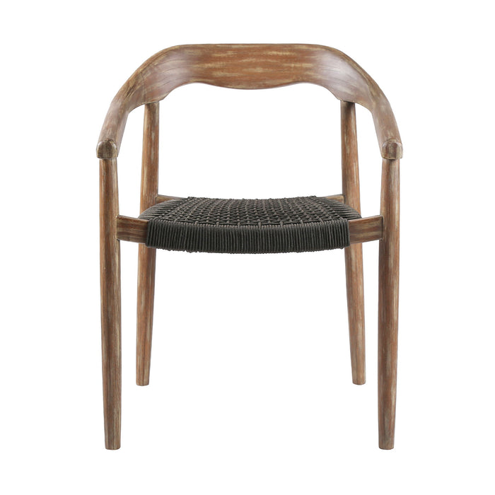 Oasis Santo - 5 Piece Outdoor Patio Round Dining Set - Eucalyptus / Charcoal