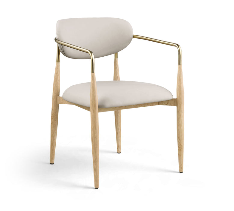 Ronda - Vegan Leather Upholstered Dining Arm Chair - Natural Legs