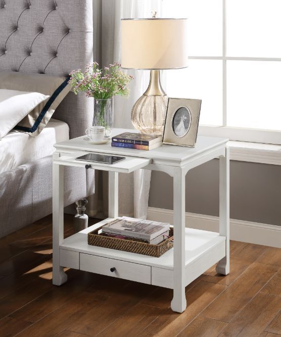 Seatlas - Accent Table - Antique White Finish