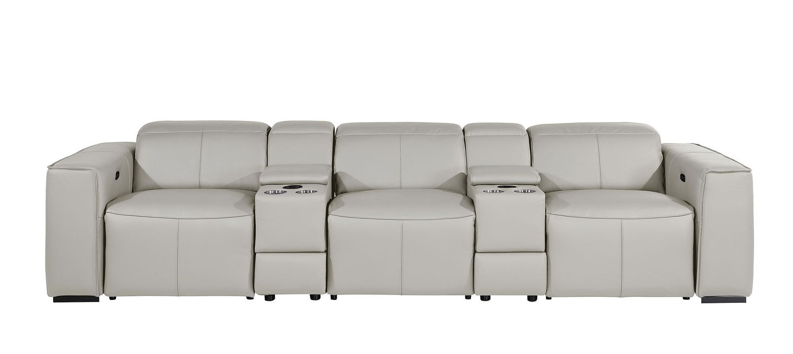 1224 - 5-Piece Modular Power Reclining Sofa In With 3 Power Recliners & Power Headrests